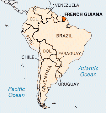 sud amerika Französisch Guayana karte